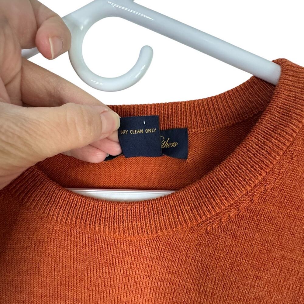 Brooks Brothers Crewneck Merino Wool Blend Sweater Stretch Orange Colorful Large - Picture 3 of 9
